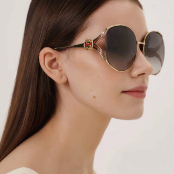 NWT GUCCI AUTHENTIC SUNGLASSES, WOMEN OVERSIZDE GUCCI - Picture 1 of 6